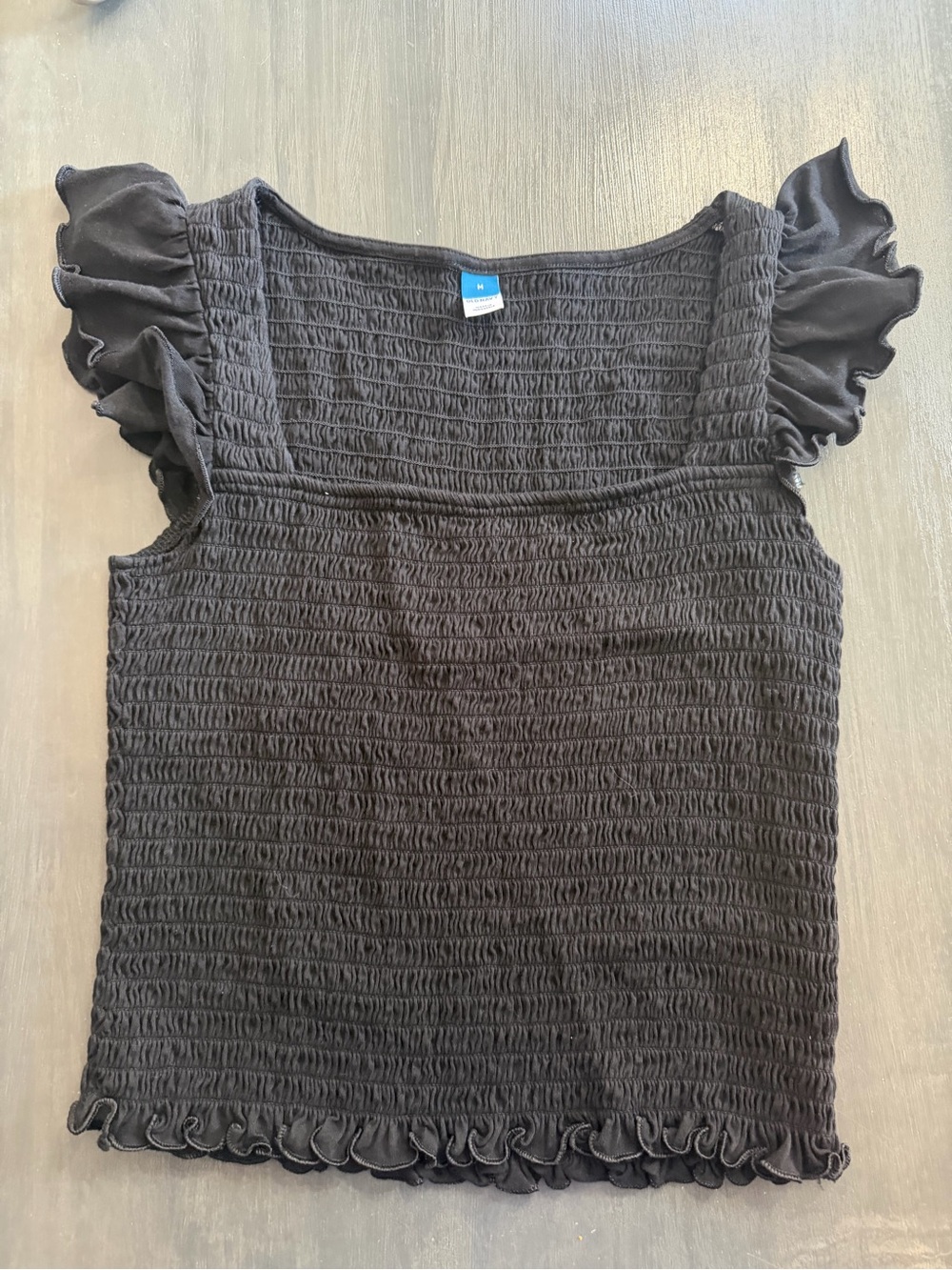 Old Navy Black Smocked Ruffle Sleeve Top Blouse Women’s Medium M